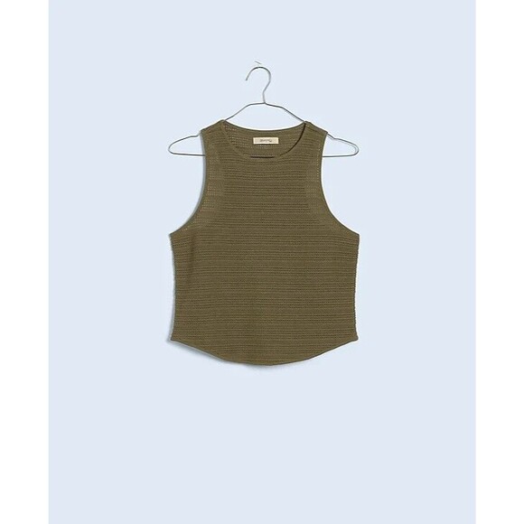 MADEWELL Crochet-Knit Cutaway Tank Top XS 'Worn Olive' Green Crewneck NWT B34 - Picture 6 of 6